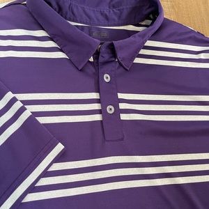 Adidas Pure Motion Purple Gray Stripe Poly Golf POLO SHIRT| 2XL